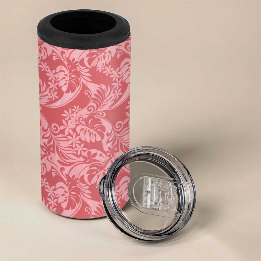 Tahiti Tarona Tiare Floral 4 in 1 Can Cooler Tumbler Monstera Palm Tropical Leaves - Polynesian Pride