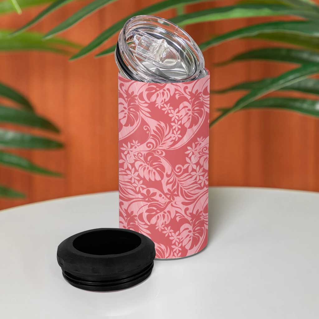 Tahiti Tarona Tiare Floral 4 in 1 Can Cooler Tumbler Monstera Palm Tropical Leaves - Polynesian Pride
