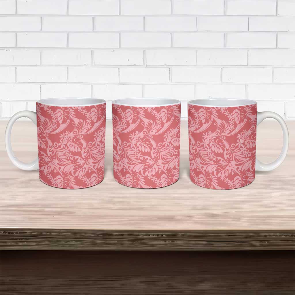 Tahiti Tarona Tiare Floral Ceramic Mug Monstera Palm Tropical Leaves LT01 - Polynesian Pride