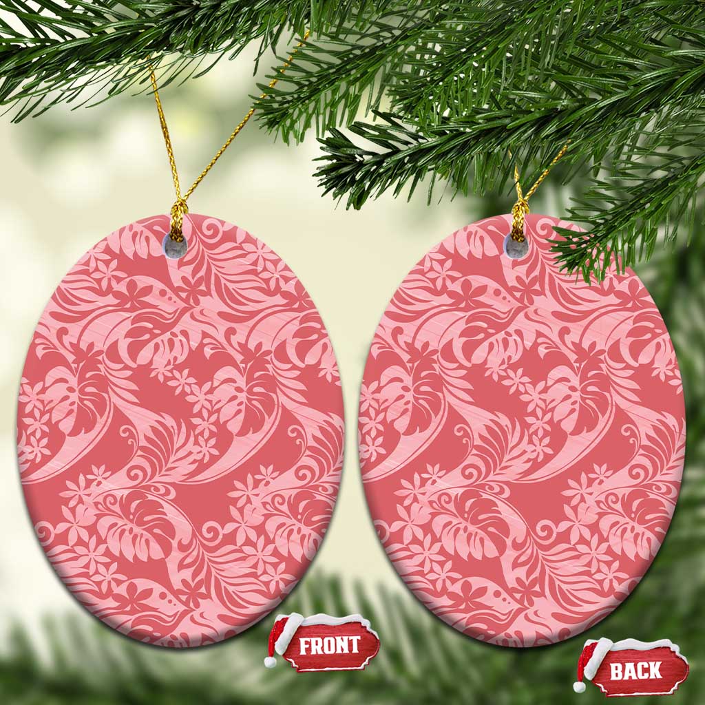 Tahiti Tarona Tiare Floral Ceramic Ornament Monstera Palm Tropical Leaves - Polynesian Pride