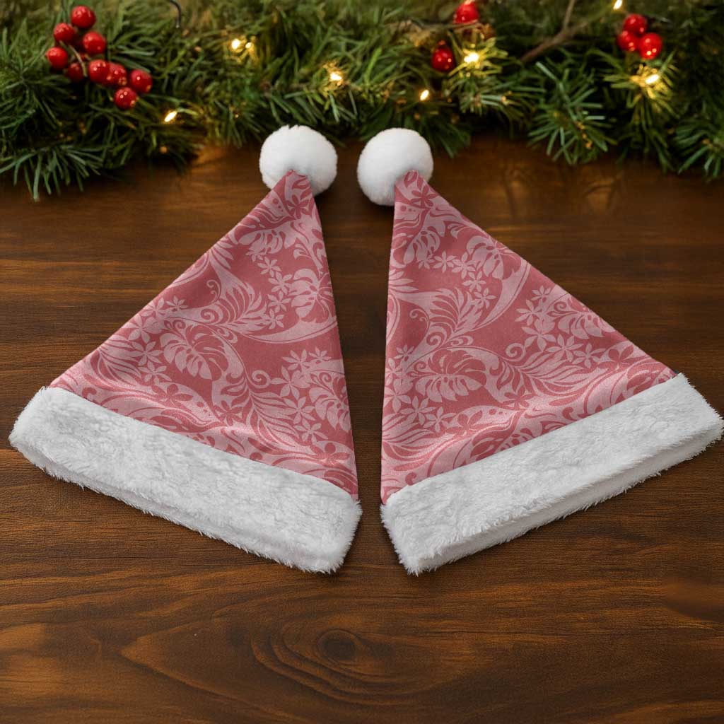 Tahiti Tarona Tiare Floral Christmas Santa Hat Monstera Palm Tropical Leaves - Polynesian Pride