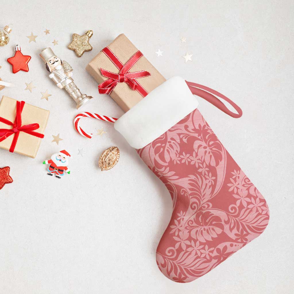 Tahiti Tarona Tiare Floral Christmas Stocking Monstera Palm Tropical Leaves - Polynesian Pride