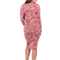Tahiti Tarona Tiare Floral Family Matching Long Sleeve Bodycon Dress and Hawaiian Shirt Monstera Palm Tropical Leaves LT01 - Polynesian Pride