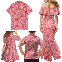 Tahiti Tarona Tiare Floral Family Matching Mermaid Dress and Hawaiian Shirt Monstera Palm Tropical Leaves LT01 - Polynesian Pride