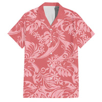Tahiti Tarona Tiare Floral Family Matching Mermaid Dress and Hawaiian Shirt Monstera Palm Tropical Leaves LT01 Dad's Shirt - Short Sleeve Pink - Polynesian Pride
