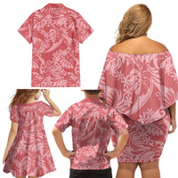 Tahiti Tarona Tiare Floral Family Matching Off Shoulder Short Dress and Hawaiian Shirt Monstera Palm Tropical Leaves LT01 - Polynesian Pride