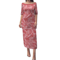 Tahiti Tarona Tiare Floral Family Matching Puletasi and Hawaiian Shirt Monstera Palm Tropical Leaves LT01 Mom's Dress Pink - Polynesian Pride