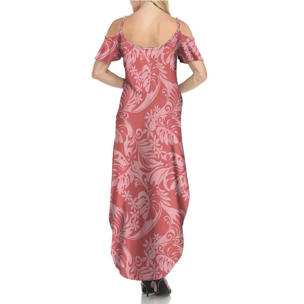 Tahiti Tarona Tiare Floral Family Matching Summer Maxi Dress and Hawaiian Shirt Monstera Palm Tropical Leaves LT01 - Polynesian Pride