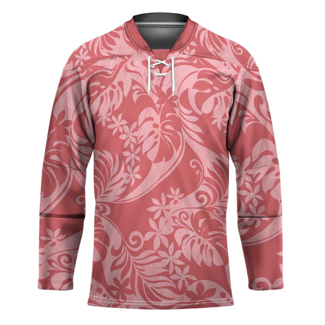 Tahiti Tarona Tiare Floral Hockey Jersey Monstera Palm Tropical Leaves - Polynesian Pride