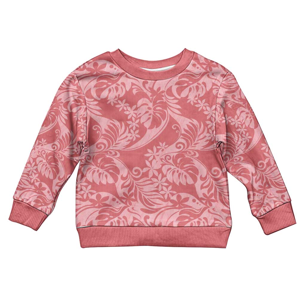 Tahiti Tarona Tiare Floral Kid Ugly Christmas Sweater Monstera Palm Tropical Leaves - Polynesian Pride