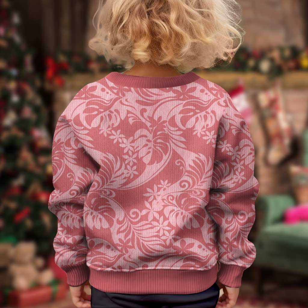 Tahiti Tarona Tiare Floral Kid Ugly Christmas Sweater Monstera Palm Tropical Leaves - Polynesian Pride