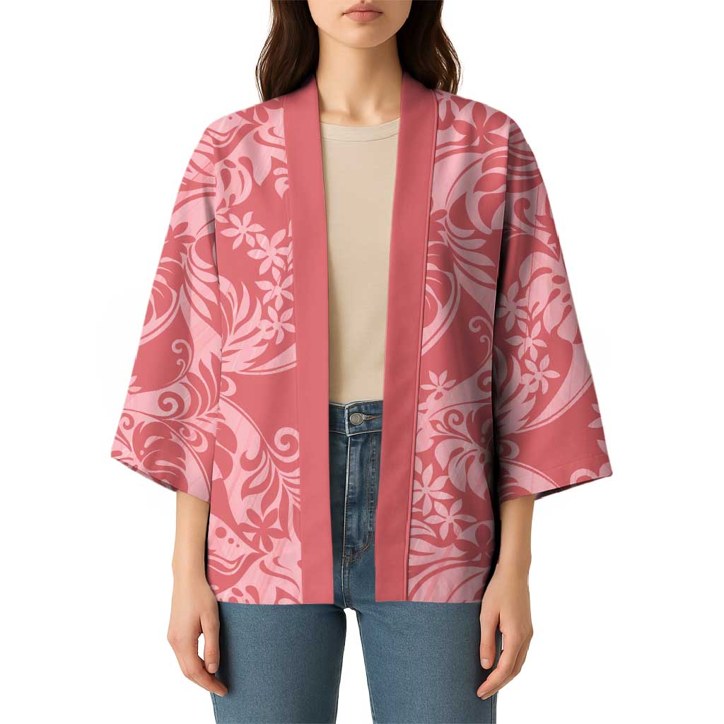 Tahiti Tarona Tiare Floral Kimono Monstera Palm Tropical Leaves - Polynesian Pride
