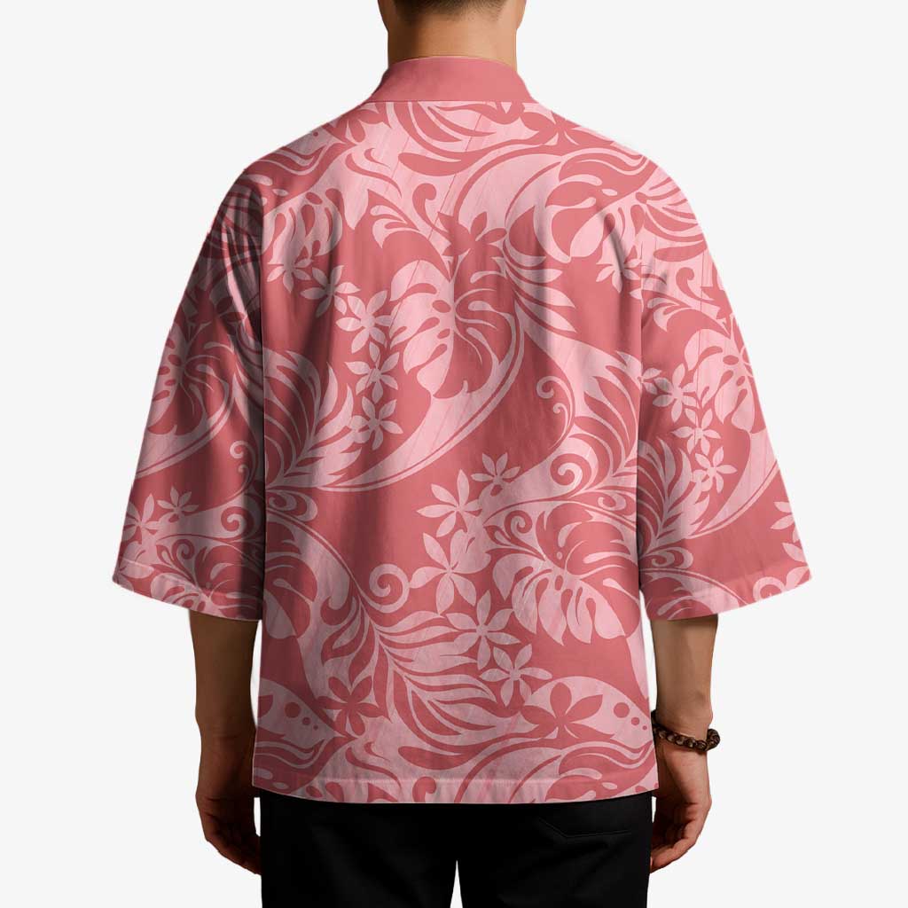 Tahiti Tarona Tiare Floral Kimono Monstera Palm Tropical Leaves - Polynesian Pride