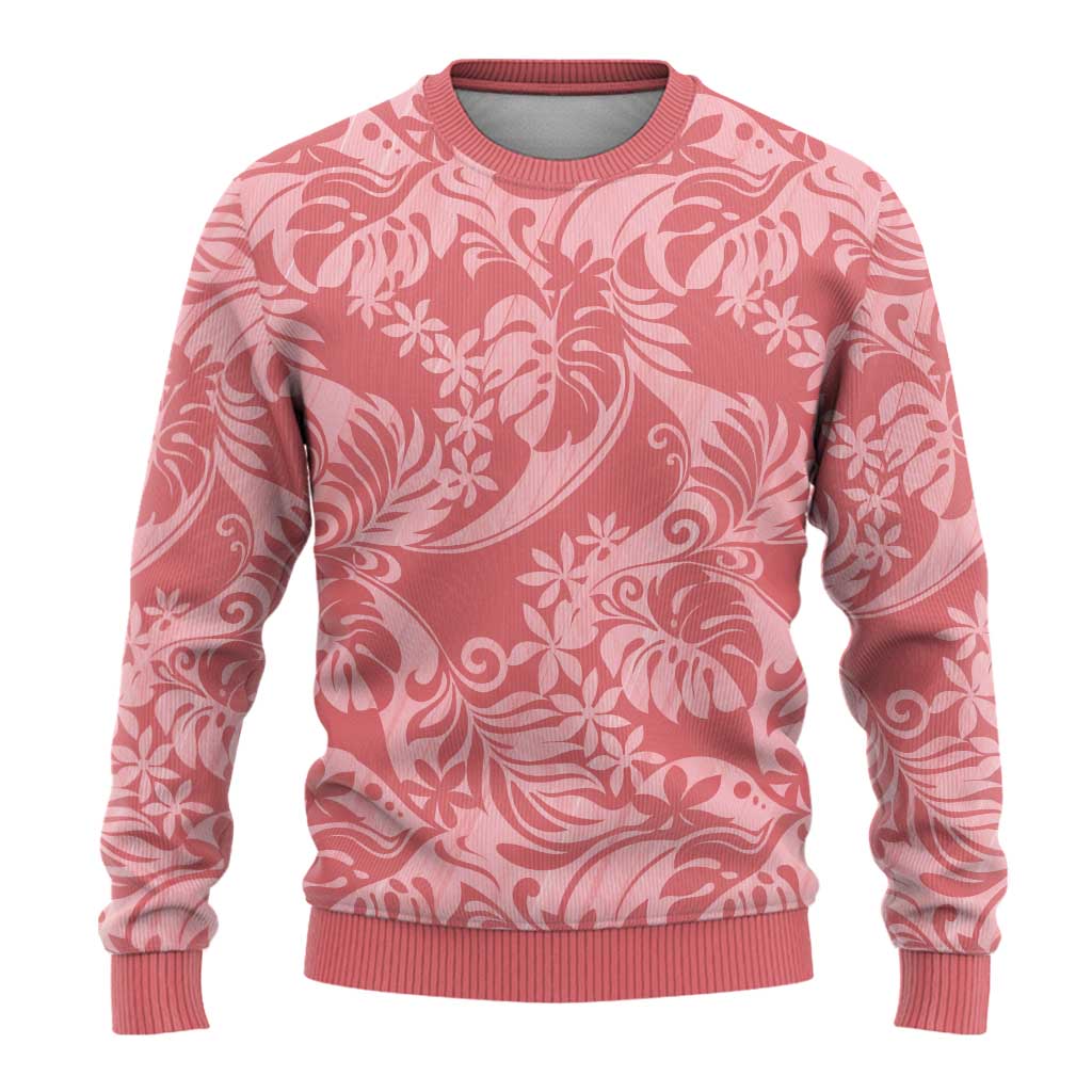 Tahiti Tarona Tiare Floral Ugly Christmas Sweater Monstera Palm Tropical Leaves - Polynesian Pride