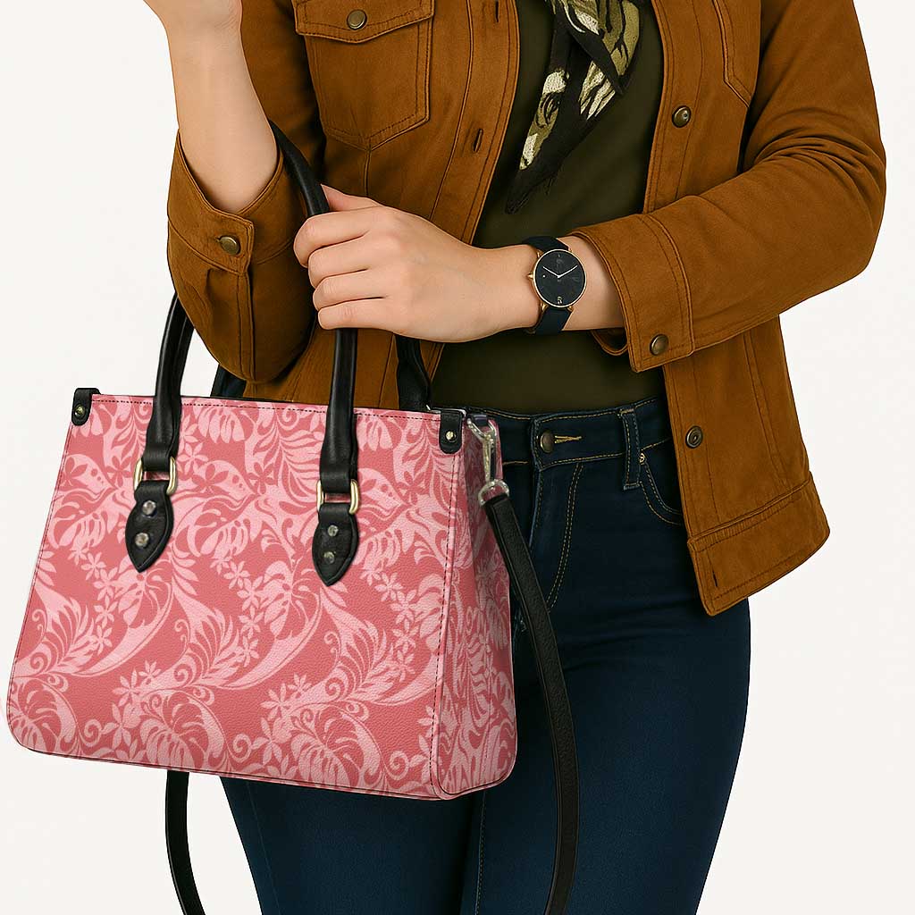 Tahiti Tarona Tiare Floral Leather Bag Monstera Palm Tropical Leaves - Polynesian Pride