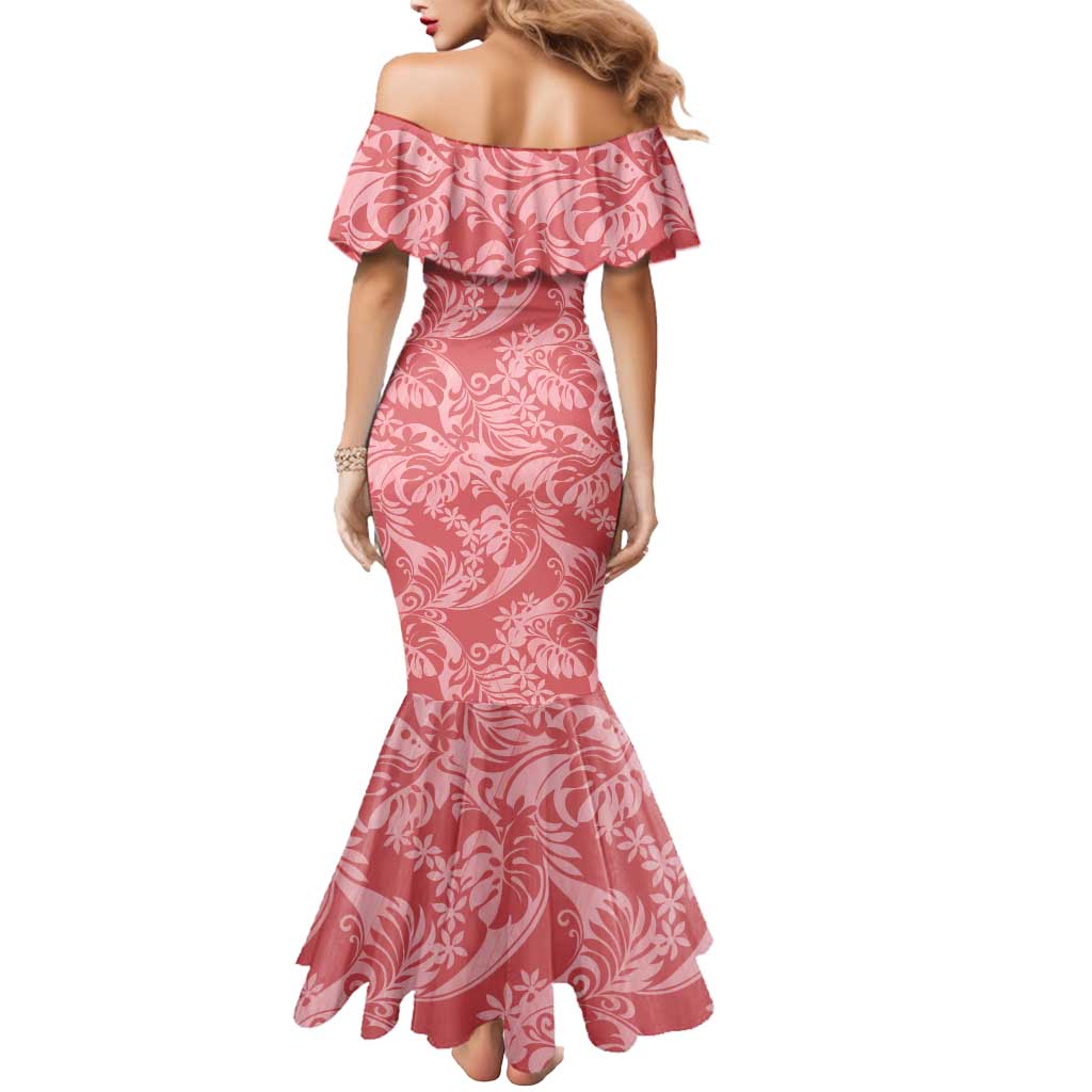 Tahiti Tarona Tiare Floral Mermaid Dress Monstera Palm Tropical Leaves - Polynesian Pride