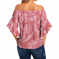 Tahiti Tarona Tiare Floral Off Shoulder Wrap Waist Top Monstera Palm Tropical Leaves LT01 - Polynesian Pride