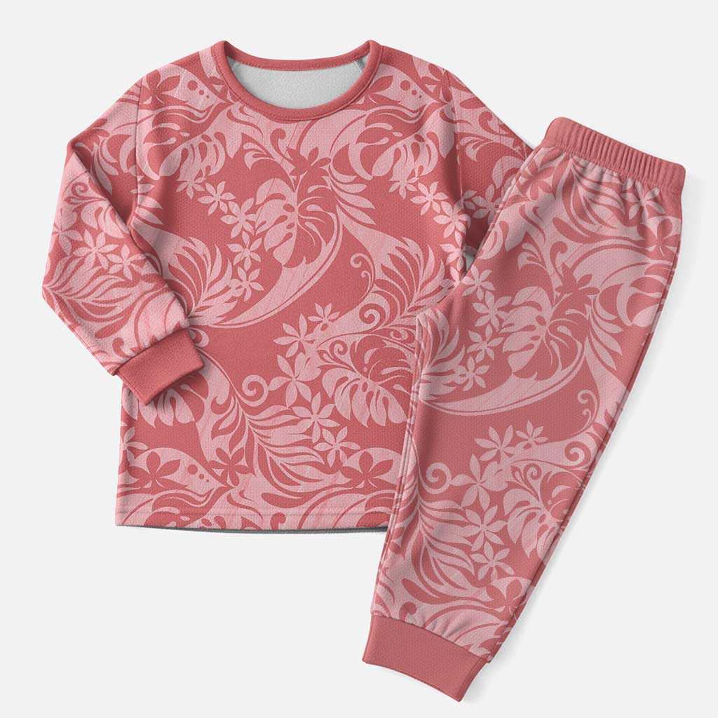 Tahiti Tarona Tiare Floral Christmas Pajama Set Monstera Palm Tropical Leaves - Polynesian Pride