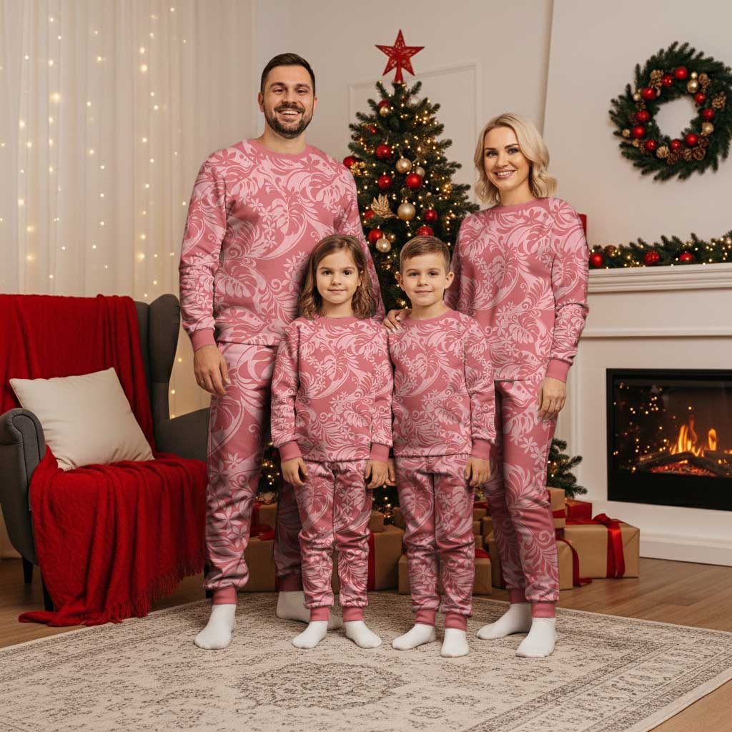 Tahiti Tarona Tiare Floral Christmas Pajama Set Monstera Palm Tropical Leaves - Polynesian Pride