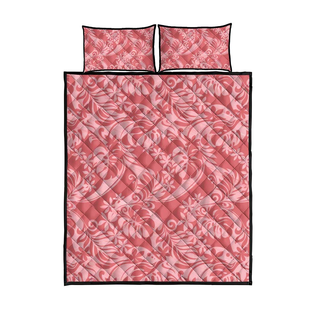 Tahiti Tarona Tiare Floral Quilt Bed Set Monstera Palm Tropical Leaves - Polynesian Pride