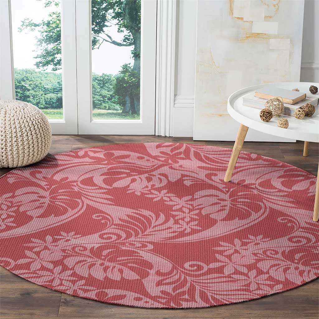 Tahiti Tarona Tiare Floral Round Carpet Monstera Palm Tropical Leaves - Polynesian Pride