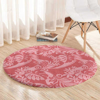 Tahiti Tarona Tiare Floral Round Carpet Monstera Palm Tropical Leaves - Polynesian Pride