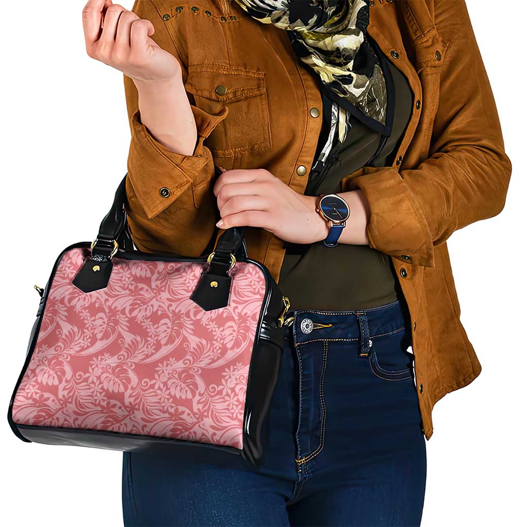 Tahiti Tarona Tiare Floral Shoulder Handbag Monstera Palm Tropical Leaves - Polynesian Pride