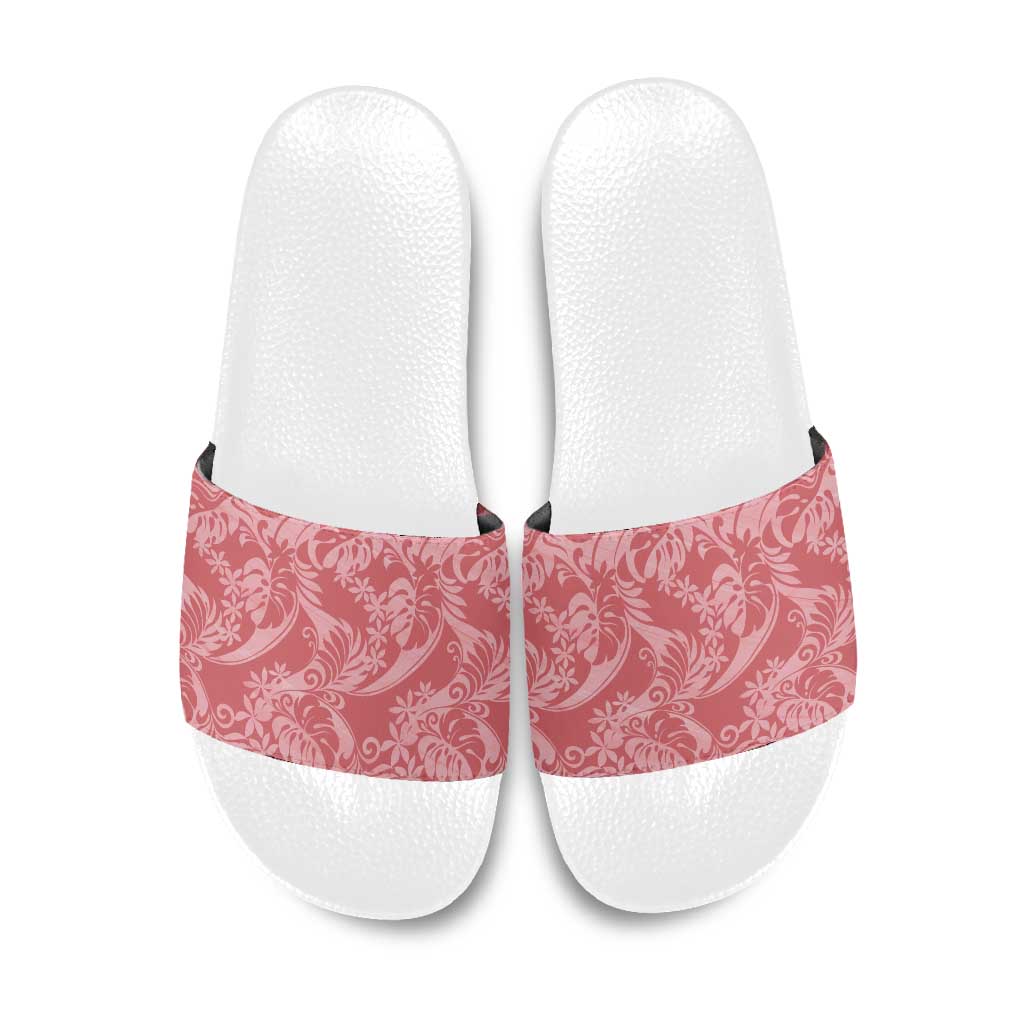 Tahiti Tarona Tiare Floral Slide Sandals Monstera Palm Tropical Leaves - Polynesian Pride