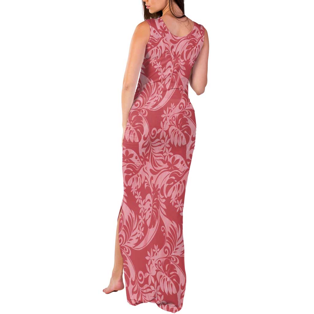Tahiti Tarona Tiare Floral Tank Maxi Dress Monstera Palm Tropical Leaves - Polynesian Pride