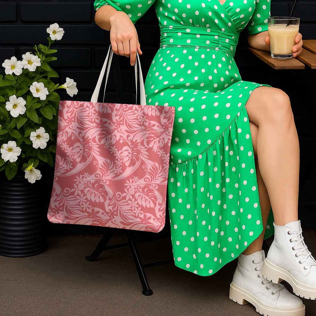 Tahiti Tarona Tiare Floral Tote Bag Monstera Palm Tropical Leaves - Polynesian Pride