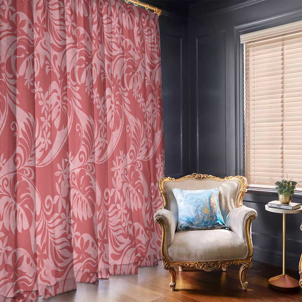 Tahiti Tarona Tiare Floral Window Curtain Monstera Palm Tropical Leaves - Polynesian Pride