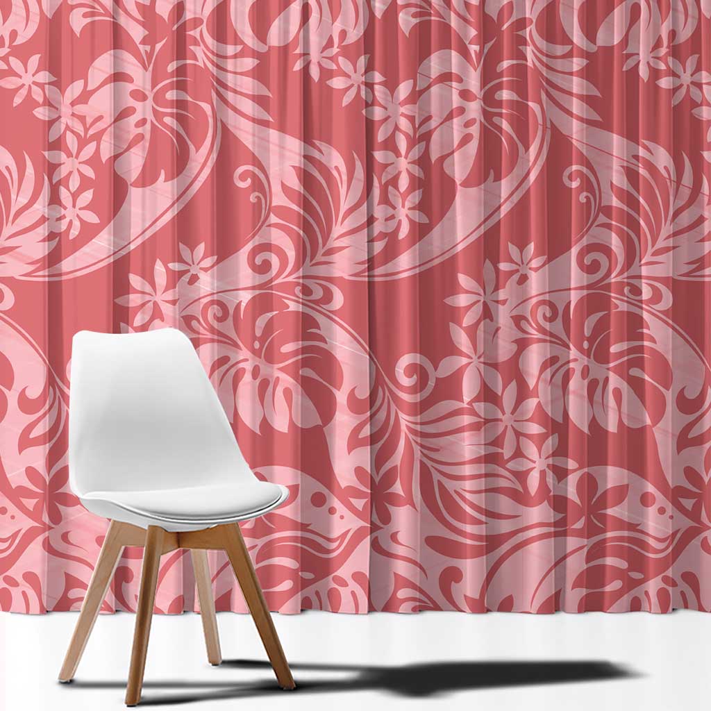 Tahiti Tarona Tiare Floral Window Curtain Monstera Palm Tropical Leaves - Polynesian Pride