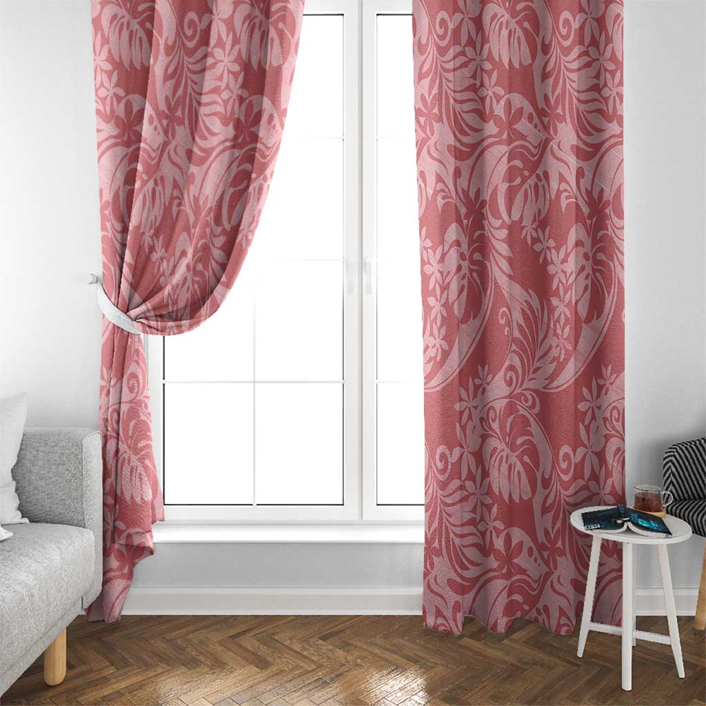 Tahiti Tarona Tiare Floral Window Curtain Monstera Palm Tropical Leaves - Polynesian Pride