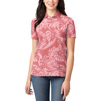 Tahiti Tarona Tiare Floral Women Polo Shirt Monstera Palm Tropical Leaves - Polynesian Pride