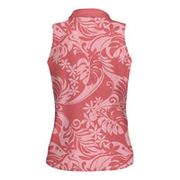 Tahiti Tarona Tiare Floral Women Sleeveless Polo Shirt Monstera Palm Tropical Leaves LT01 - Polynesian Pride