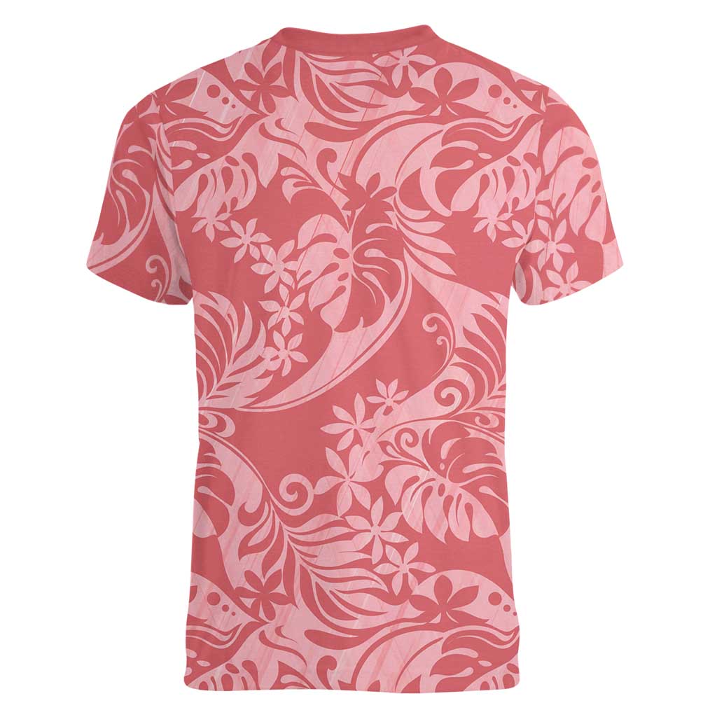 Tahiti Tarona Tiare Floral Women V-Neck T-Shirt Monstera Palm Tropical Leaves LT01 - Polynesian Pride
