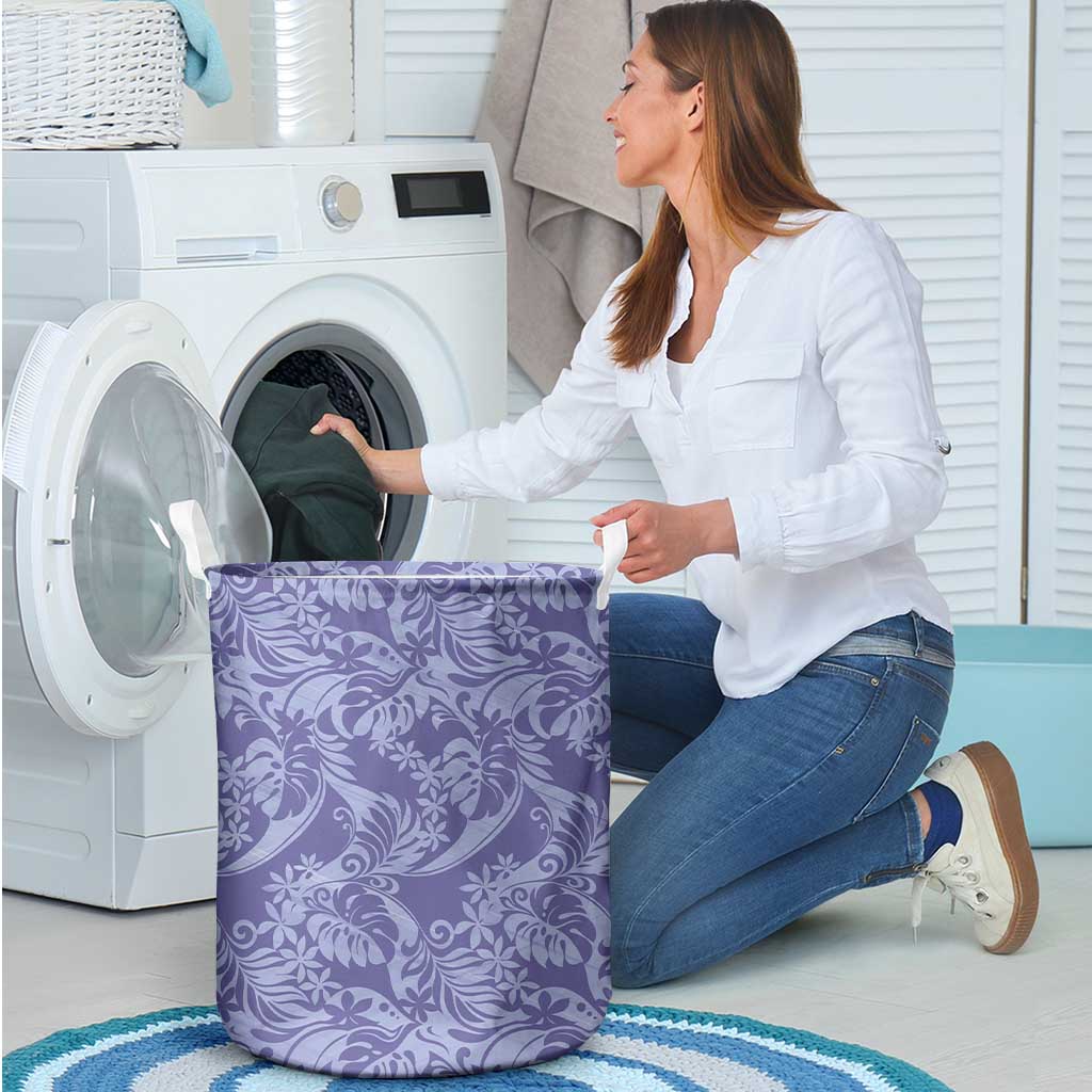 Tahiti Vareau Tiare Floral Laundry Basket Monstera Palm Tropical Leaves - Polynesian Pride