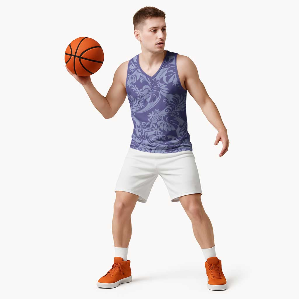 Tahiti Vareau Tiare Floral Basketball Jersey Monstera Palm Tropical Leaves - Polynesian Pride