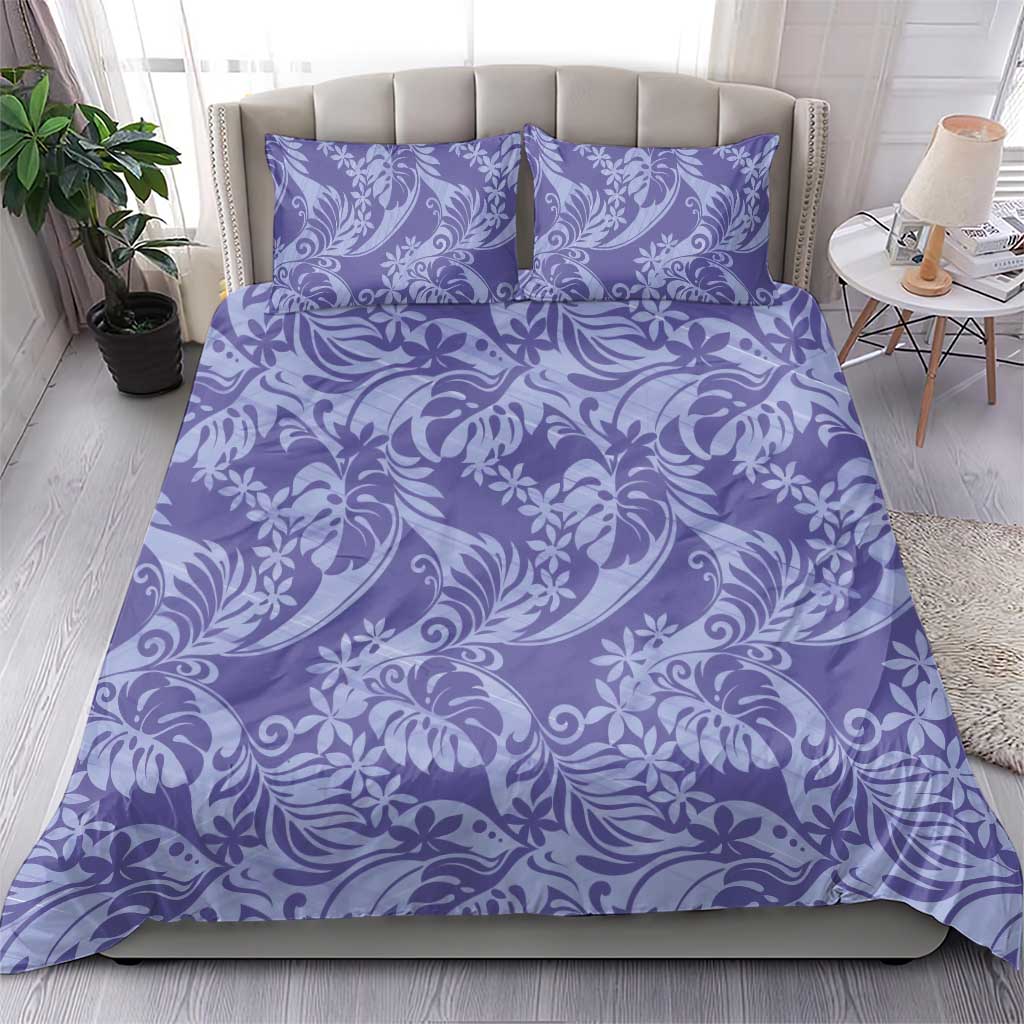 Tahiti Vareau Tiare Floral Bedding Set Monstera Palm Tropical Leaves - Polynesian Pride