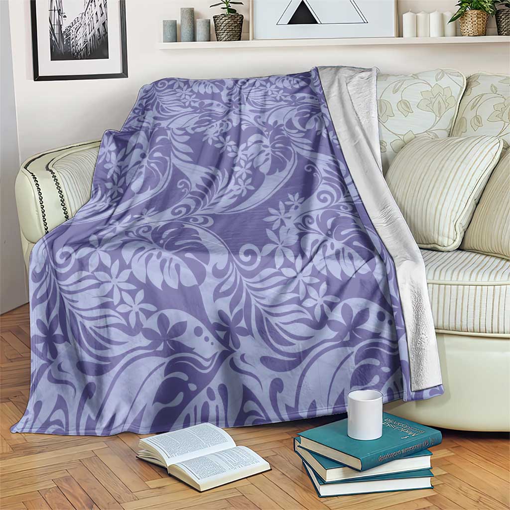 Tahiti Vareau Tiare Floral Blanket Monstera Palm Tropical Leaves - Polynesian Pride