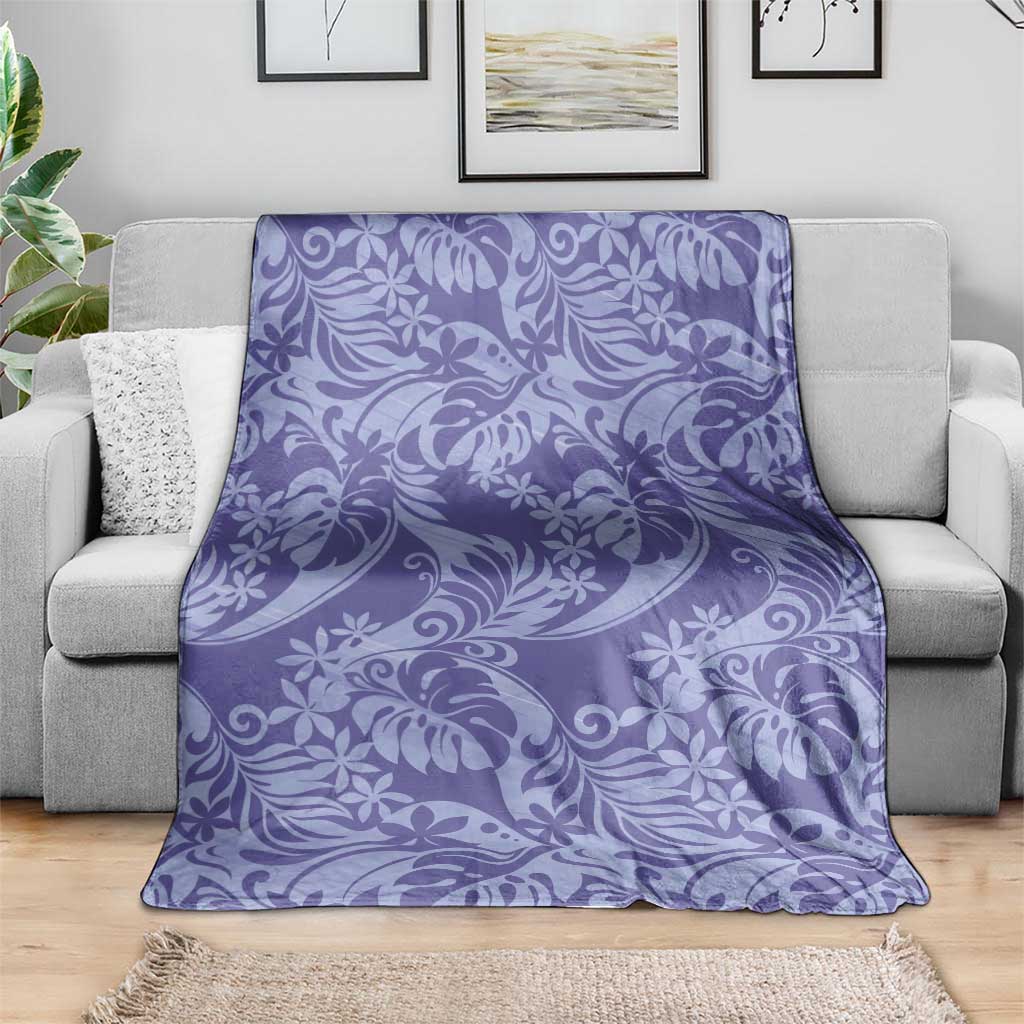 Tahiti Vareau Tiare Floral Blanket Monstera Palm Tropical Leaves - Polynesian Pride