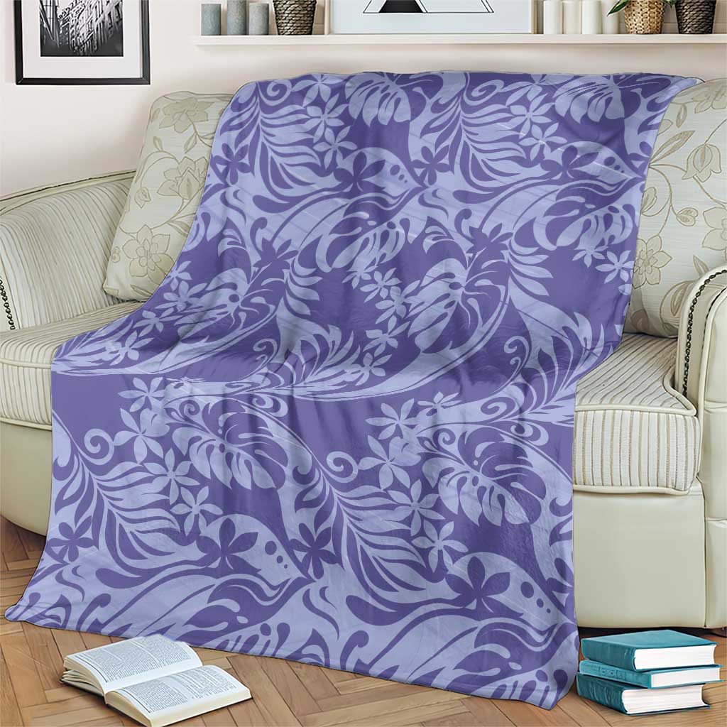 Tahiti Vareau Tiare Floral Blanket Monstera Palm Tropical Leaves - Polynesian Pride