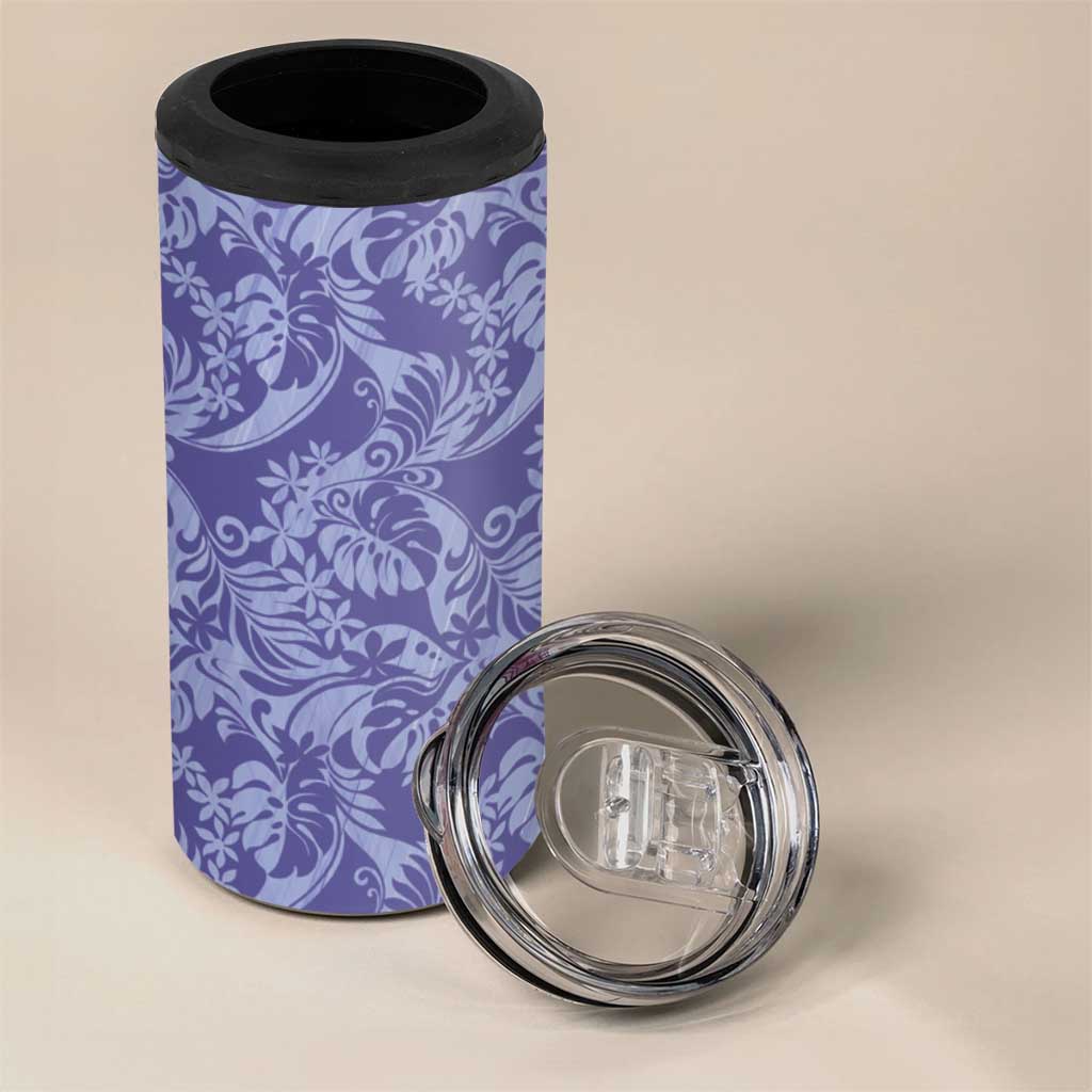 Tahiti Vareau Tiare Floral 4 in 1 Can Cooler Tumbler Monstera Palm Tropical Leaves LT01 - Polynesian Pride