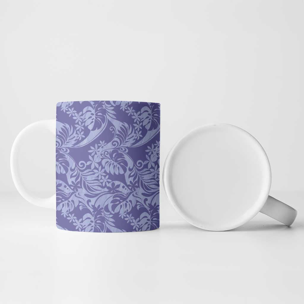 Tahiti Vareau Tiare Floral Ceramic Mug Monstera Palm Tropical Leaves - Polynesian Pride