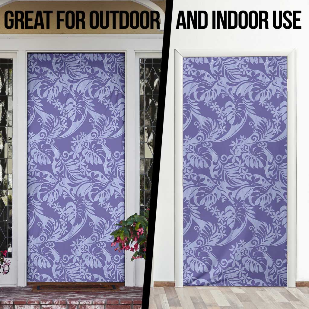 Tahiti Vareau Tiare Floral Door Cover Monstera Palm Tropical Leaves - Polynesian Pride