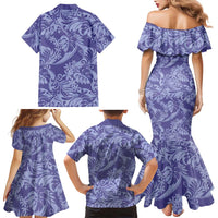 Tahiti Vareau Tiare Floral Family Matching Mermaid Dress and Hawaiian Shirt Monstera Palm Tropical Leaves LT01 - Polynesian Pride