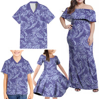 Tahiti Vareau Tiare Floral Family Matching Off Shoulder Maxi Dress and Hawaiian Shirt Monstera Palm Tropical Leaves LT01 - Polynesian Pride