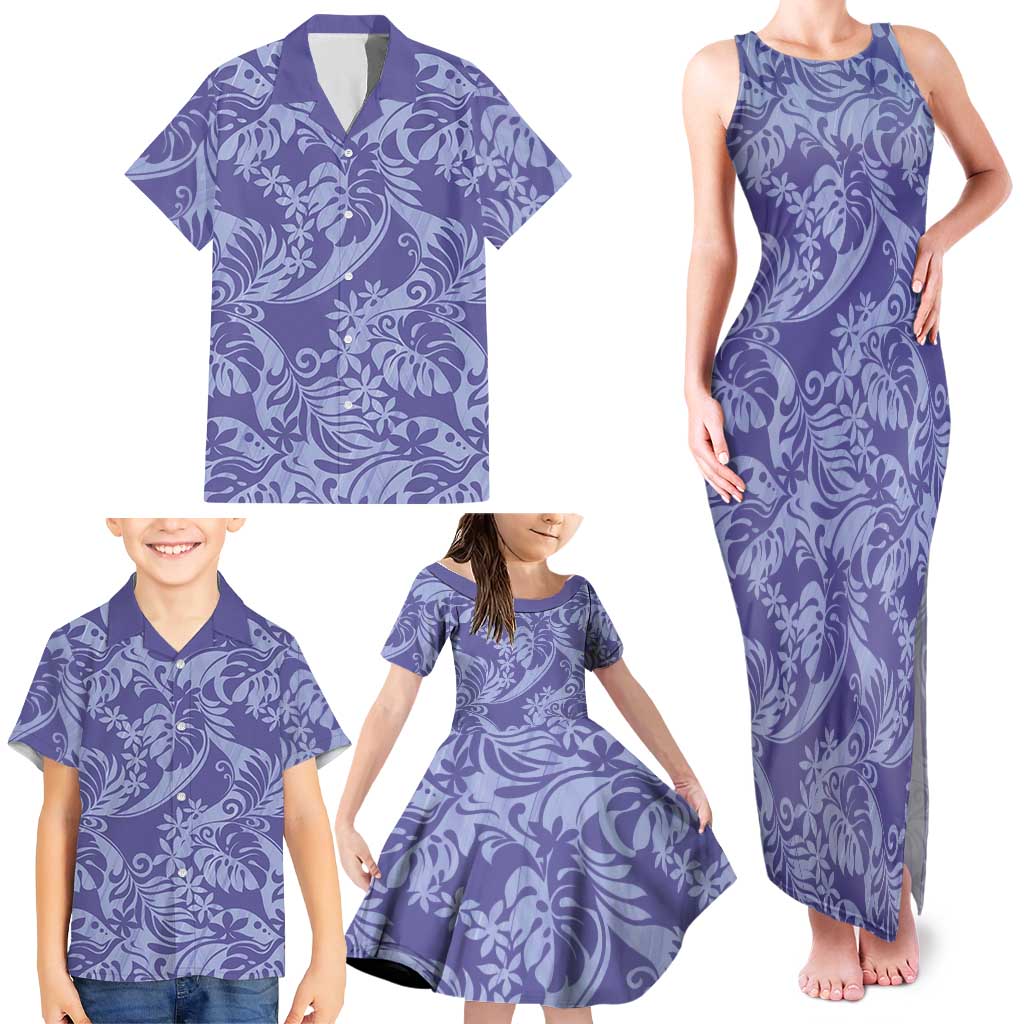 Tahiti Vareau Tiare Floral Family Matching Tank Maxi Dress and Hawaiian Shirt Monstera Palm Tropical Leaves LT01 - Polynesian Pride