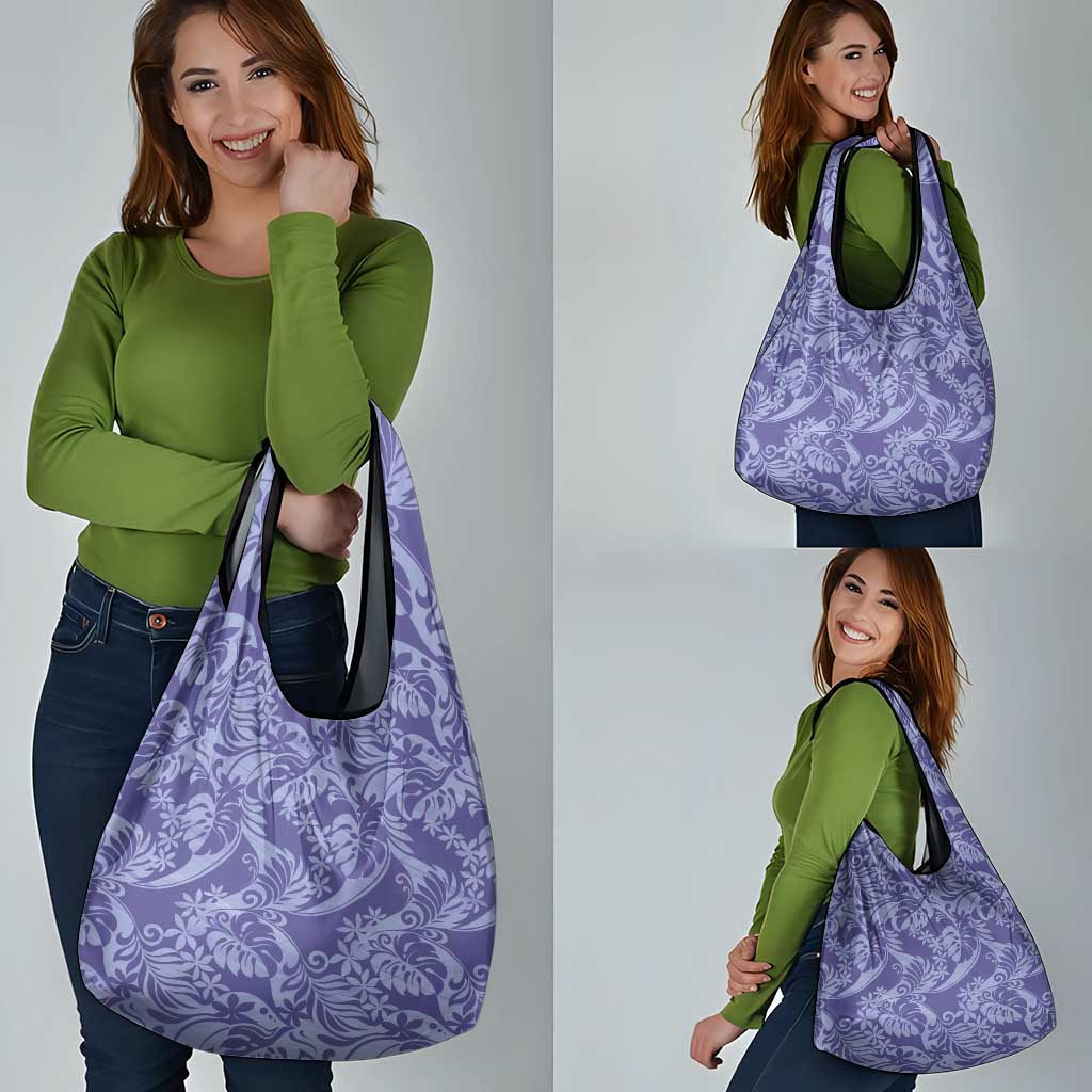 Tahiti Vareau Tiare Floral Grocery Bag Monstera Palm Tropical Leaves - Polynesian Pride
