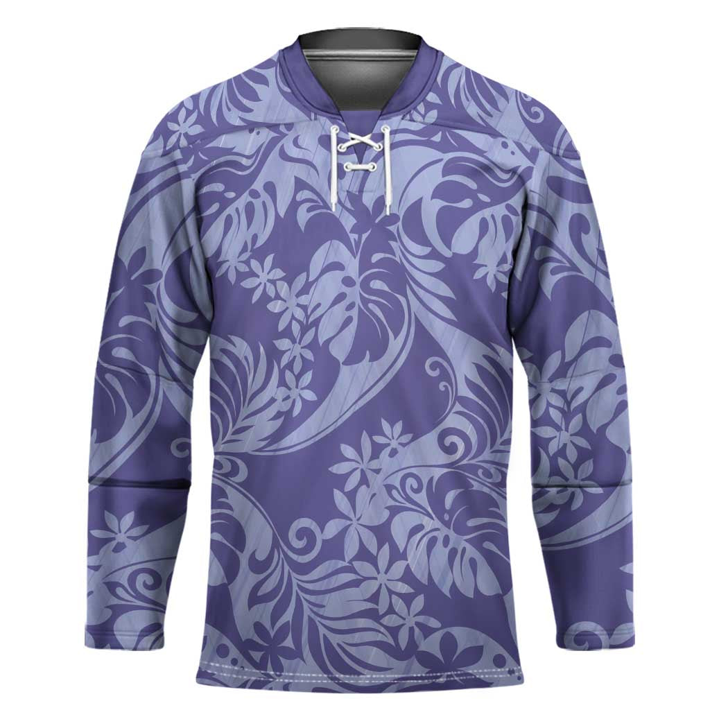 Tahiti Vareau Tiare Floral Hockey Jersey Monstera Palm Tropical Leaves - Polynesian Pride